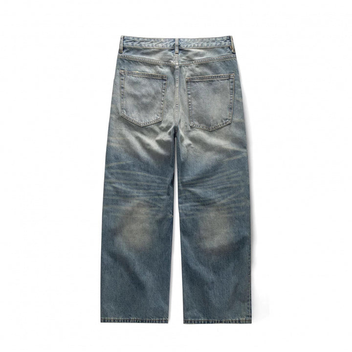 Women's Loose-Fit Straight-Leg Jeans with High Waist and Vintage Wash Mune Fashion