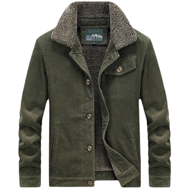 Men's corduroy blouson with full Sherpa lining and lapel collar Mune Fashion