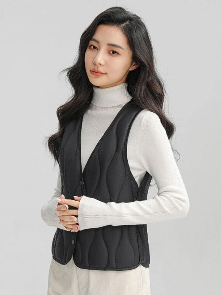 Women Long Quilted Thermal Vest with Ergonomic Wave Quilting Mune Fashion