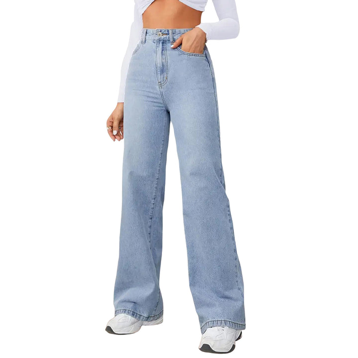 Women High-Waist Wide-Jeans with Straight Leg Mune Fashion