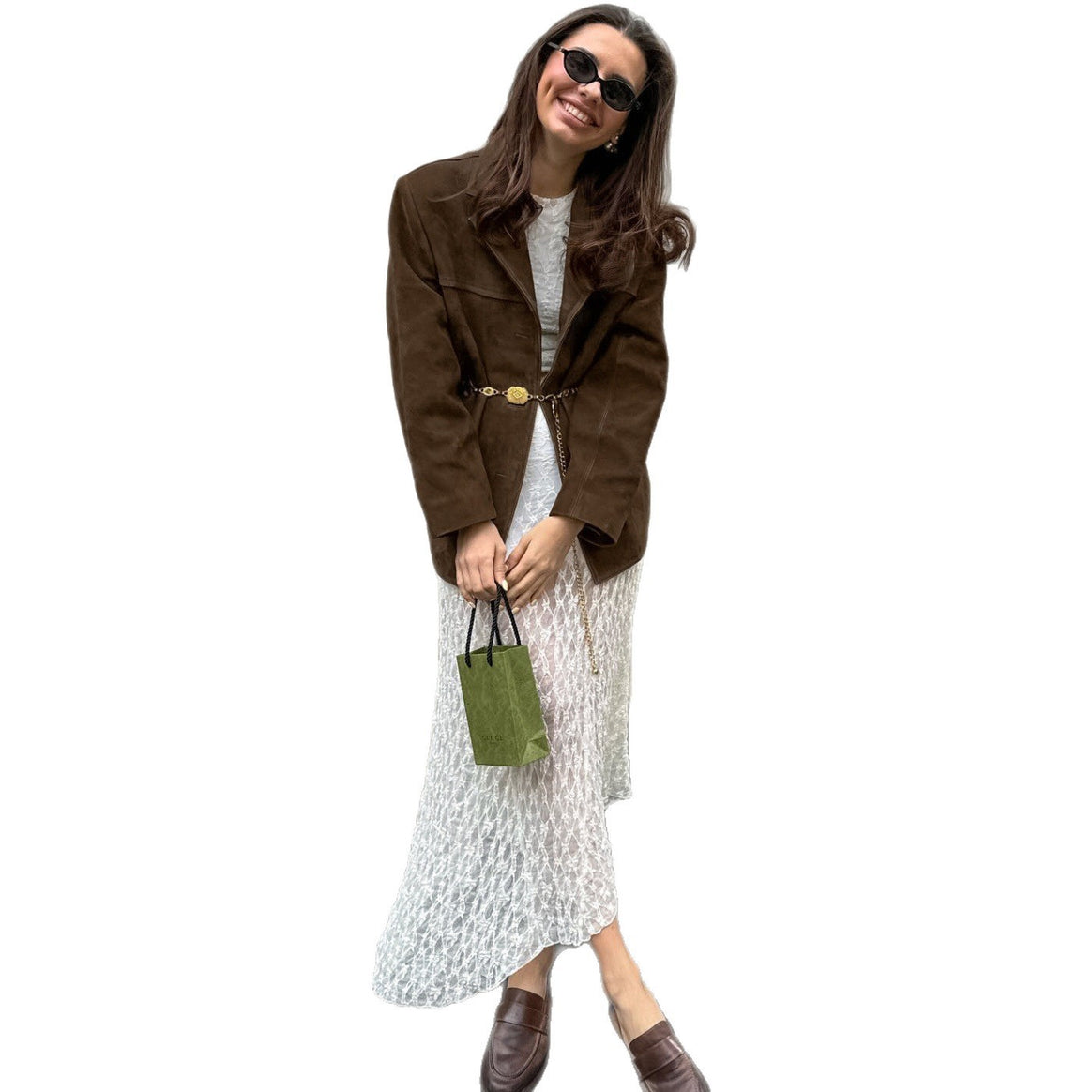 Women Oversized Suede Blazer with Lapels and Flap Pockets Mune Fashion