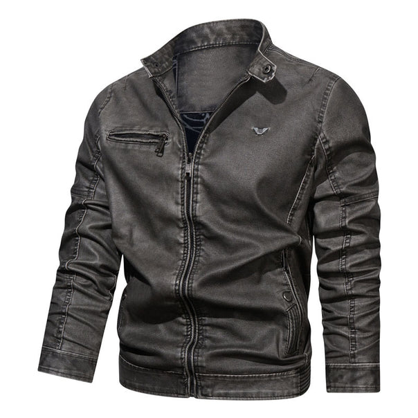 Men's denim pilot-style jacket with fitted cut, zip pockets, and quilted details Mune Fashion