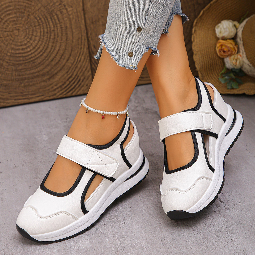 Damen sportliche Slingback-Sneakers mit Klettverschluss und leichter Keilsohle Mune Fashion