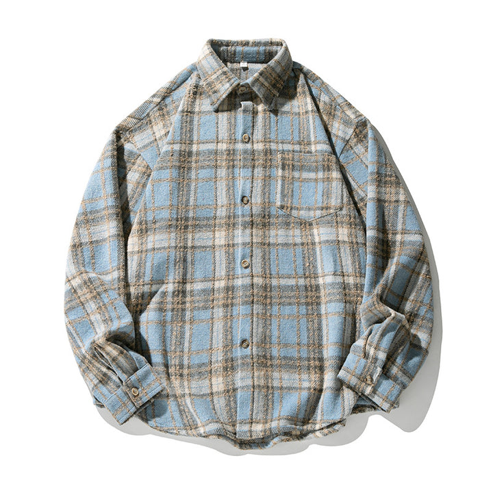 Unisex overshirt in wool fleece check pattern with boxy cut and patch chest pocket Mune Fashion