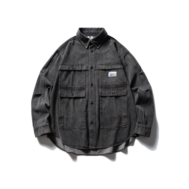 Unisex Oversized Denim Chore Jacket in boxy cut with large flap pockets Mune Fashion
