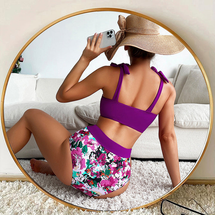 Women High-Waisted Bikini with Elegant Bustier and Refined Cut Mune Fashion