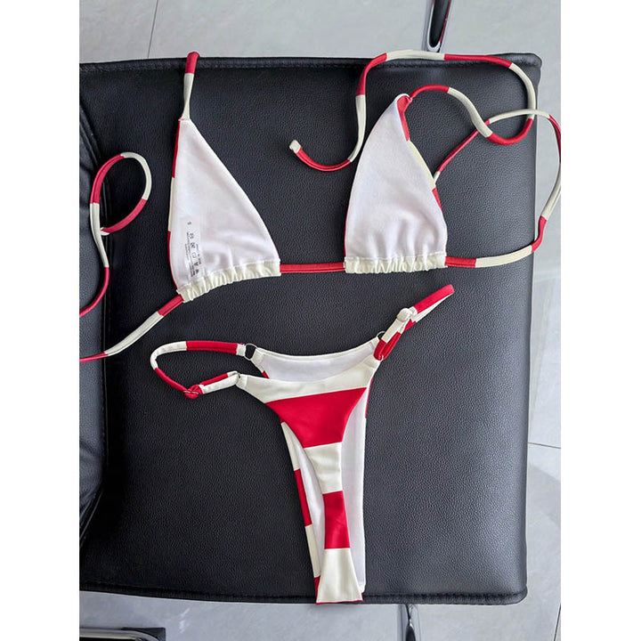 Women's Triangle Bikini with striking stripe design Mune Fashion