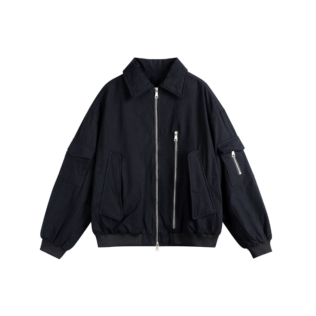 Unisex Boxy Utility Blouson Jacket with Zip Details and Functional Flap Pockets Mune Fashion