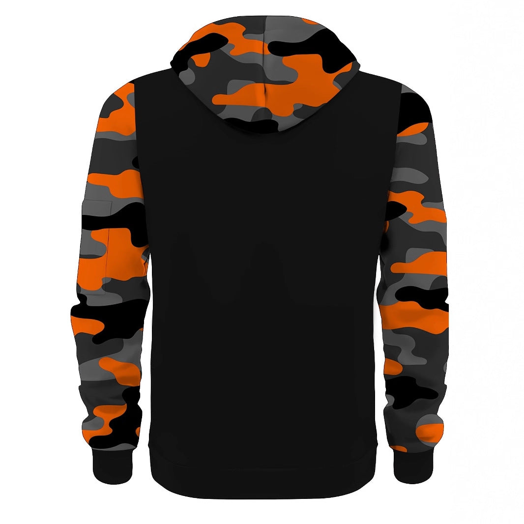 Men's Athletic Hooded Jacket with Camouflage Sleeves Mune Fashion