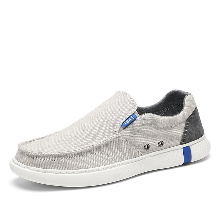 Men's Casual Canvas Moccasin Slipper with Braided Lacing and Spotted EVA Sole Mune Fashion