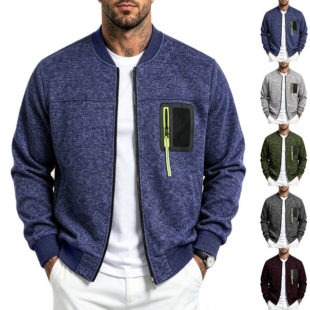 Men's knitted bomber jacket with functional breast pocket and zipper Mune Fashion