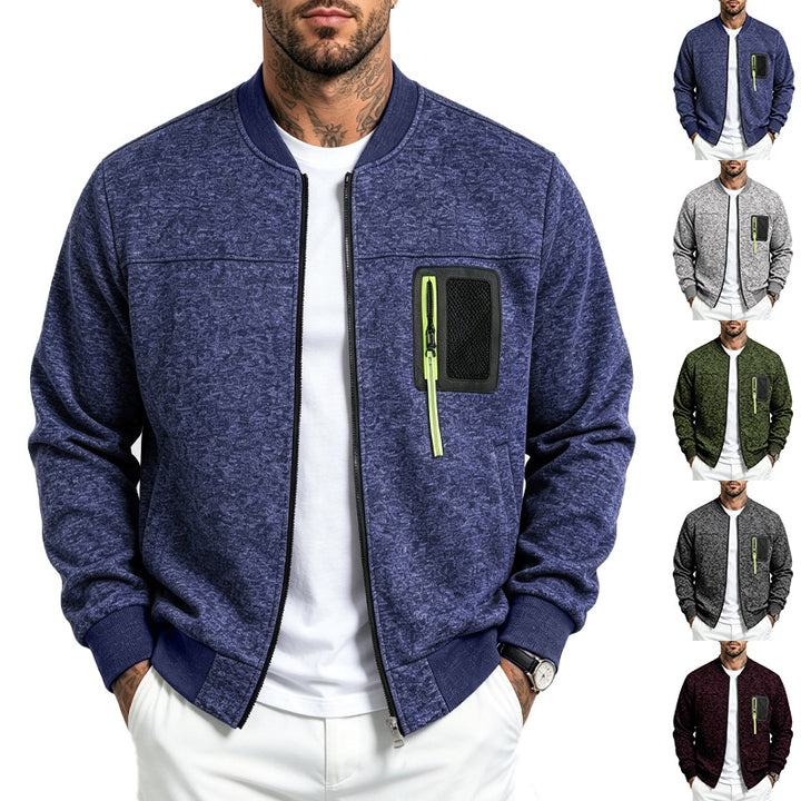 Men's knitted bomber jacket with functional breast pocket and zipper Mune Fashion