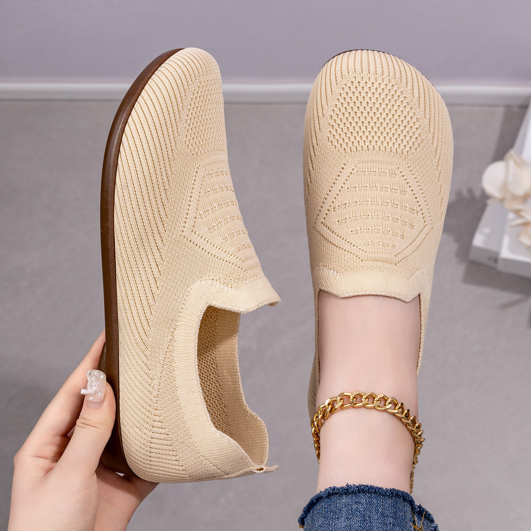 Women's knitted comfort slip-on half shoe with sock-like shaft, padded memory insole and flexible lightweight sole Mune Fashion