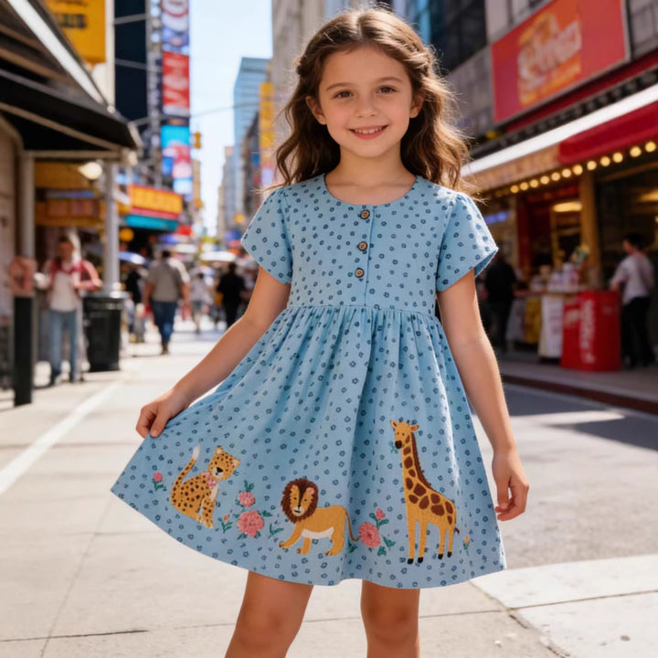 Girls summer dress with animal motif Mune Fashion