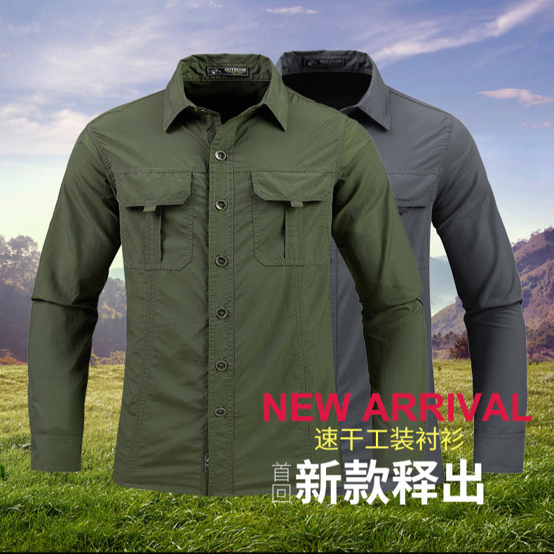 Men's nano multifunctional outdoor overshirt with breathable mesh collar and patch flap chest pockets Mune Fashion