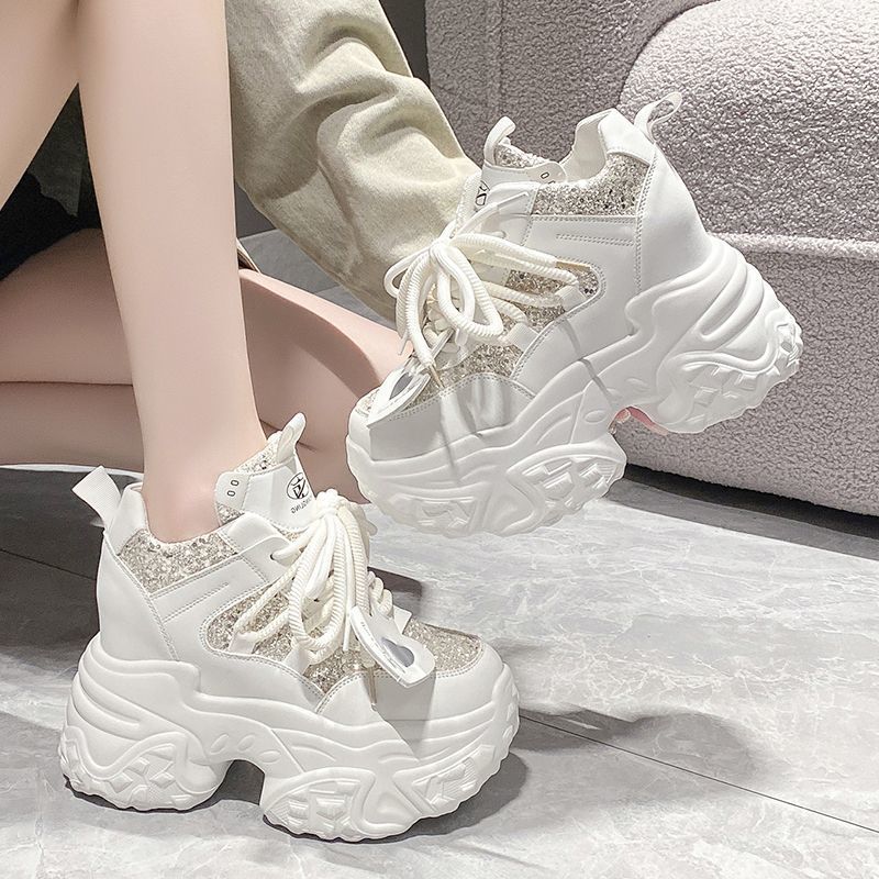 Women's High-Top Sneakers with Glittering Accents and Robust Profile Mune Fashion
