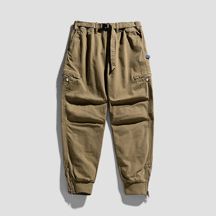 Men's Utility Cargo Jogging Pants with elastic waistband, belt loop, and leg zipper Drune