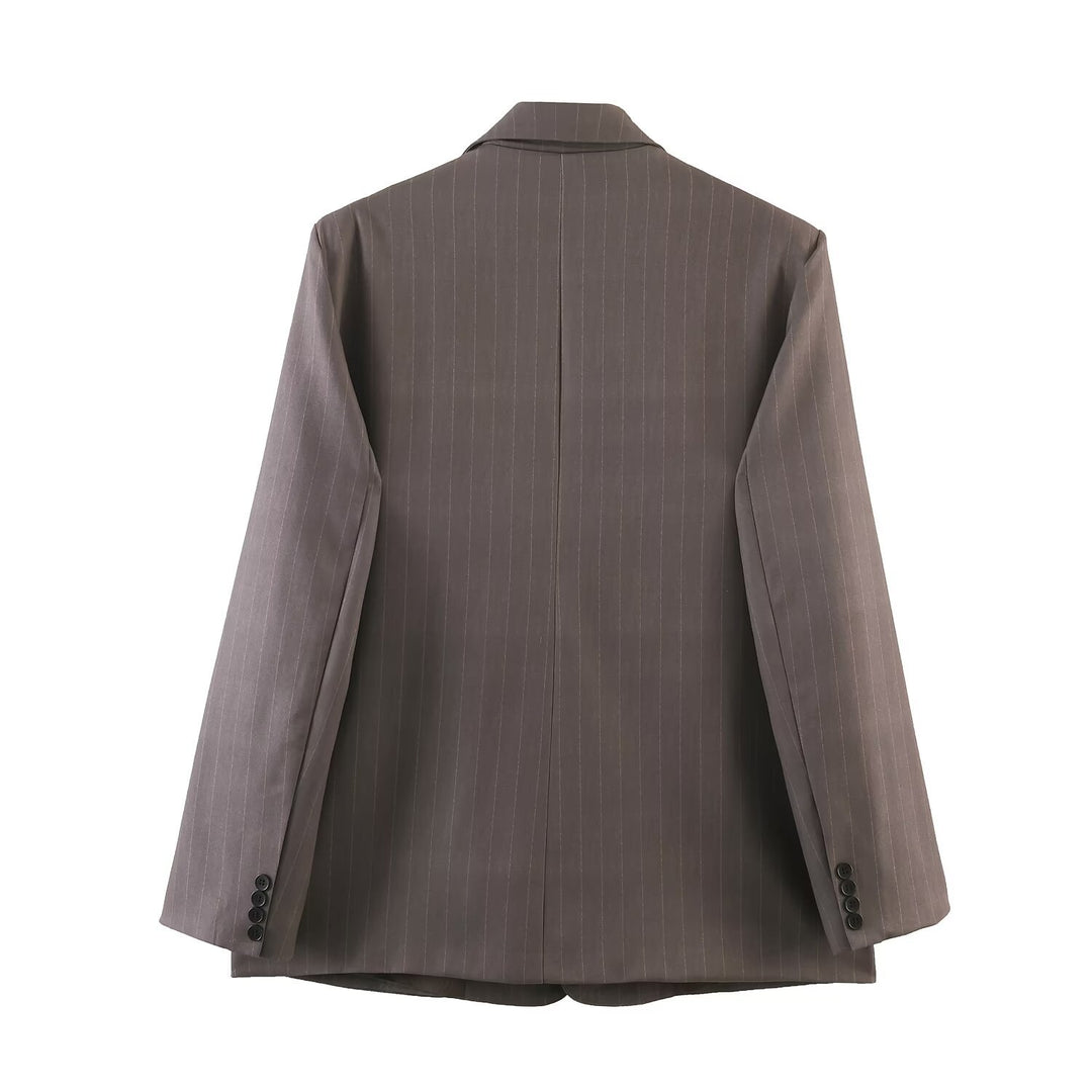 Women's pinstripe blazer in oversized cut with double-breasted button placket Mune Fashion