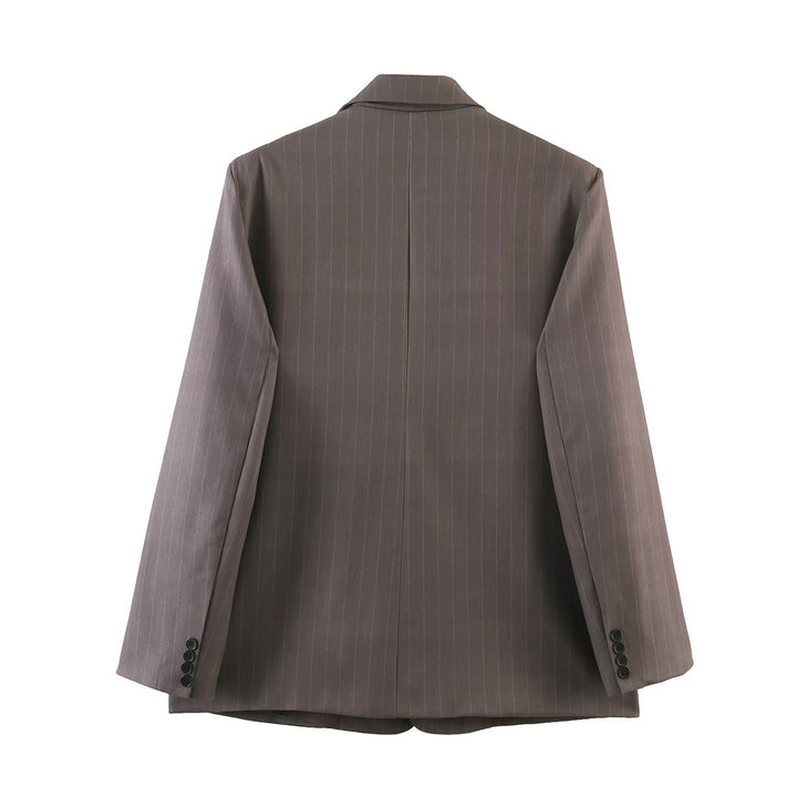Women's pinstripe blazer in oversized cut with double-breasted button placket Mune Fashion