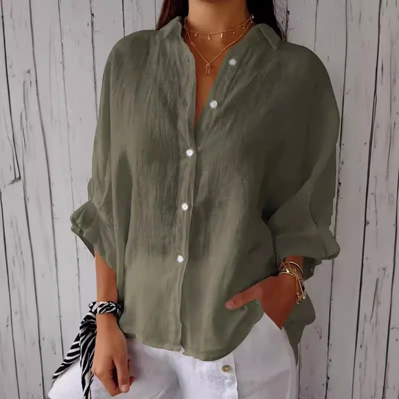 Women's Light Linen Blouse with Loose Fit Mune Fashion