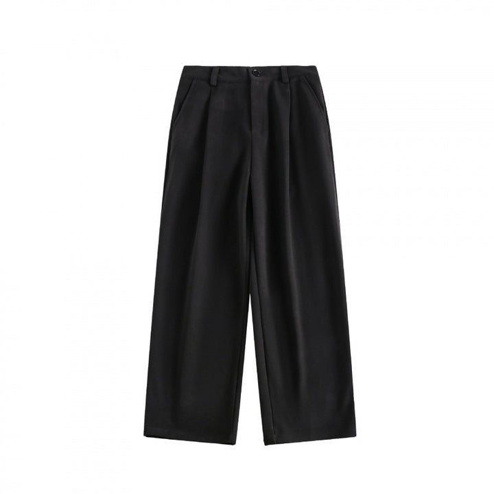 Ladies Wide High-Waist Pants with Pleats and Wide Leg Mune Fashion