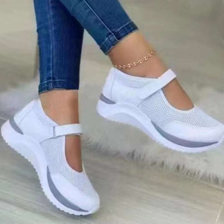 Women's Breathable Mary-Jane Sneakers with Velcro and Wedge Sole Mune Fashion