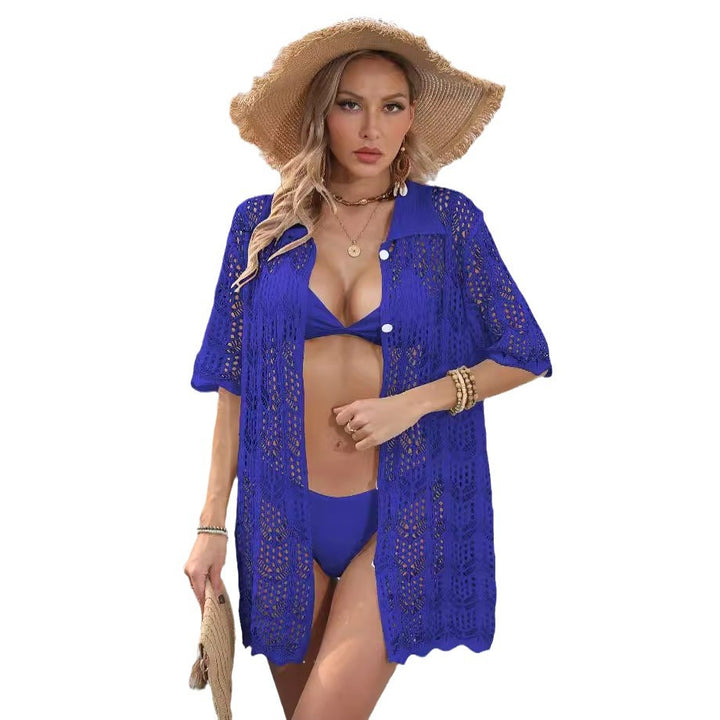Women's crocheted beach cover-up with stylish hole pattern Mune Fashion