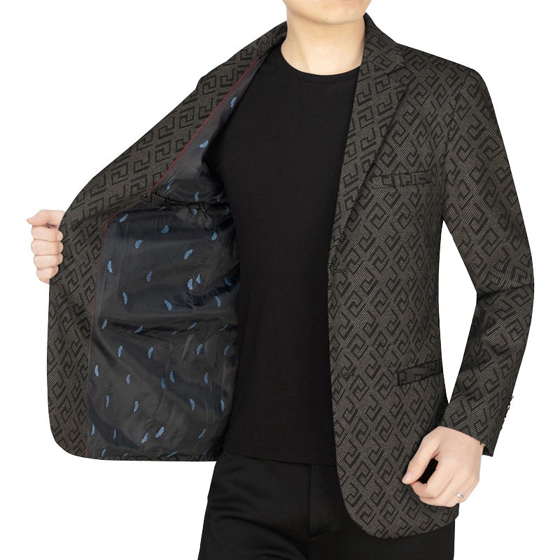 Men's jacquard blazer with geometric structure and partially lined interior Mune Fashion