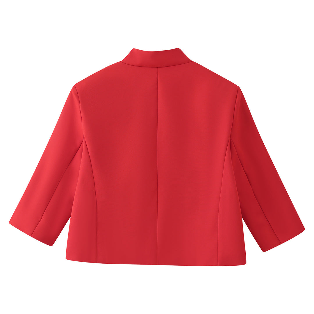 Women's short blazer with stand-up collar, boxy cropped silhouette and single-button closure Mune Fashion