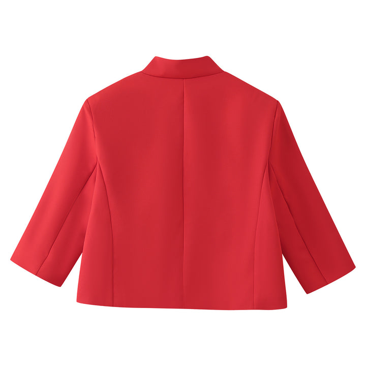 Women's short blazer with stand-up collar, boxy cropped silhouette and single-button closure Mune Fashion