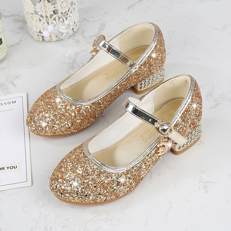 Girls Glittering Mary Jane Ballerinas with Decorative Bow and Pearl Decoration Mune Fashion