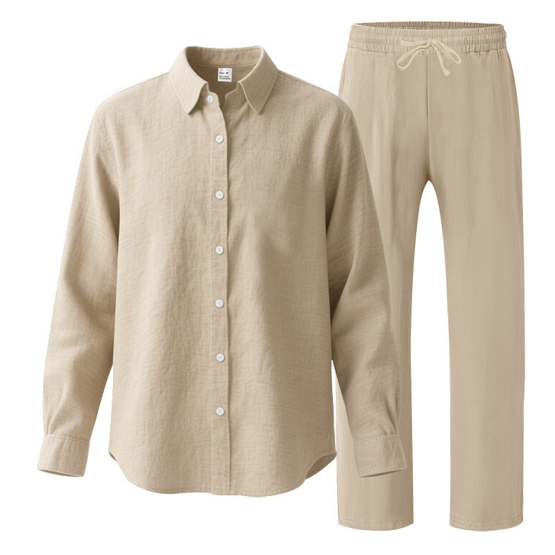 Women's comfortable lounge set with oversized shirt blouse and elastic drawstring pants Mune Fashion