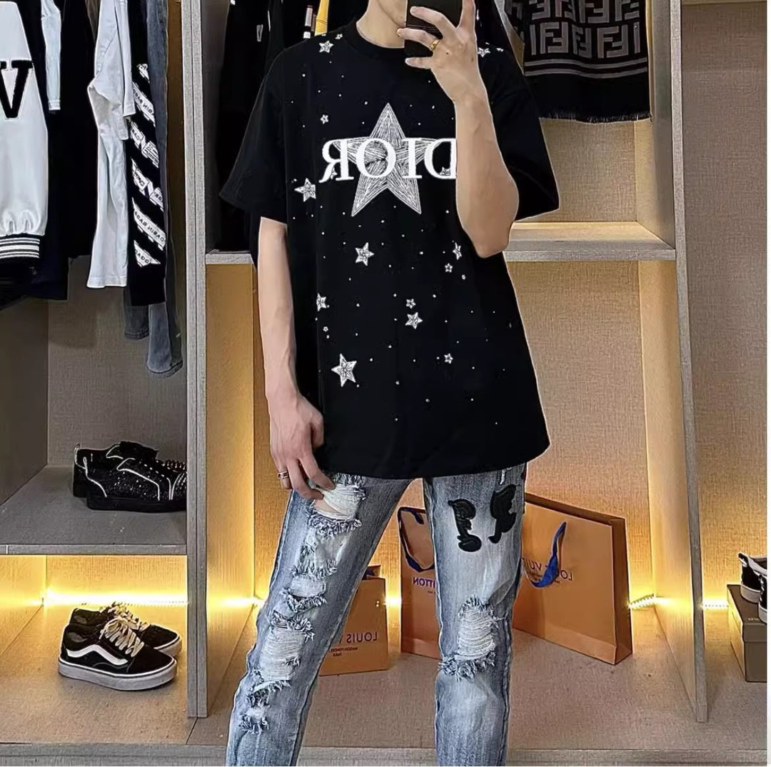 Ladies' Fashionable Oversized T-Shirt with Star Motif Mune Fashion