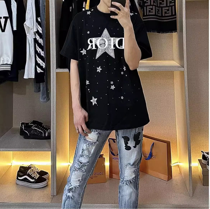 Ladies' Fashionable Oversized T-Shirt with Star Motif Mune Fashion