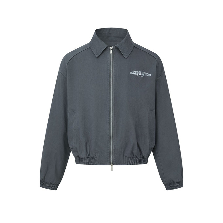 Unisex Boxy Blouson Jacket with Shirt Collar, Two-Way Zipper and Elastic Hem Mune Fashion