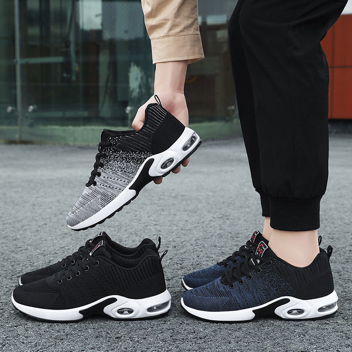 Men's lightweight knit running sneakers with cushioned heel support and visible air cushion midsole Mune Fashion