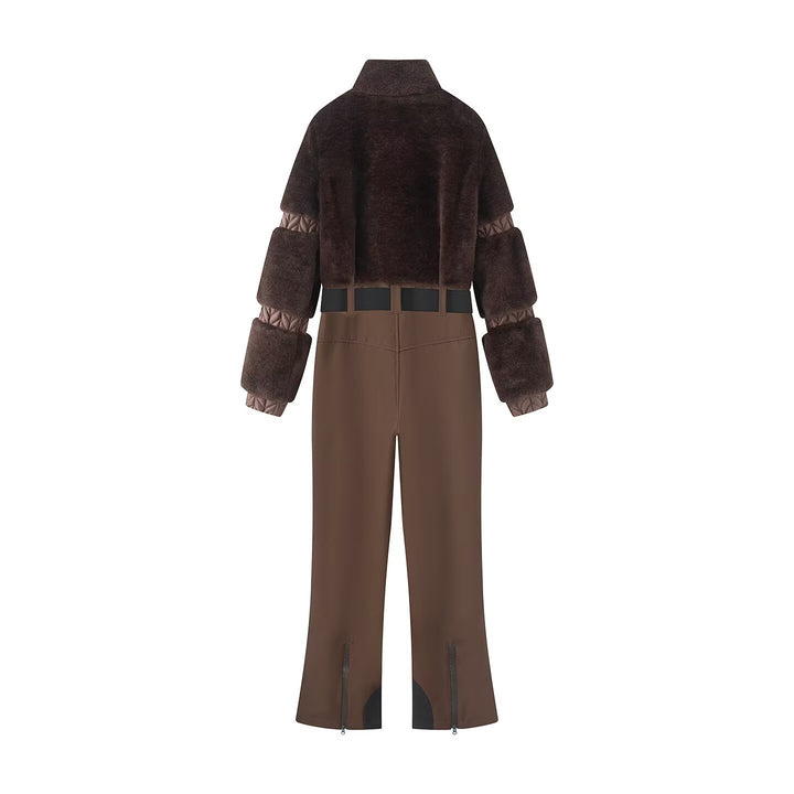 Ladies two-piece ski and winter set with short teddy jacket and high-waist softshell pants Drune