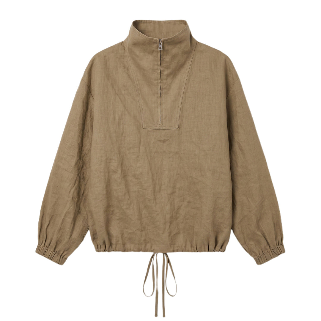 Damen Modische Langärmlige Bluse mit Stehkragen Mune Fashion