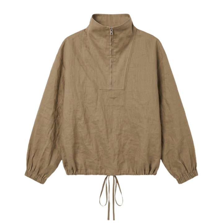 Damen Modische Langärmlige Bluse mit Stehkragen Mune Fashion