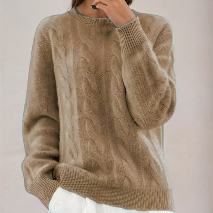 Women's Cozy Cable Knit Fine Sweater with Casual Fit Mune Fashion