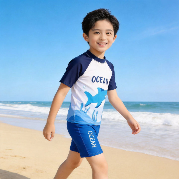 Boys UV protection swimsuit with short sleeves Mune Fashion