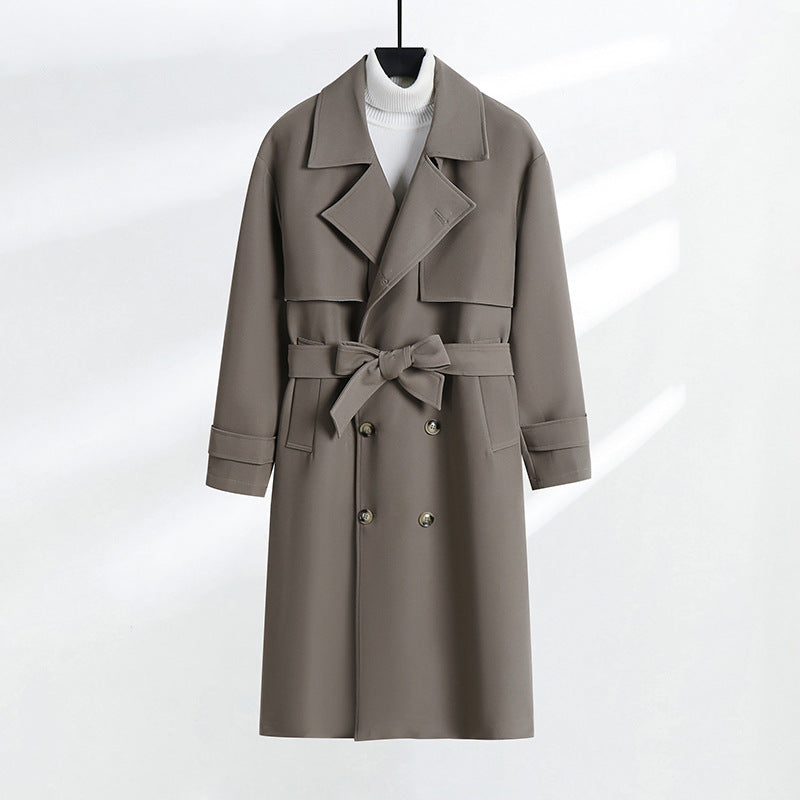 Women's tailored double-breasted trench coat with tie belt and shawl collar Mune Fashion