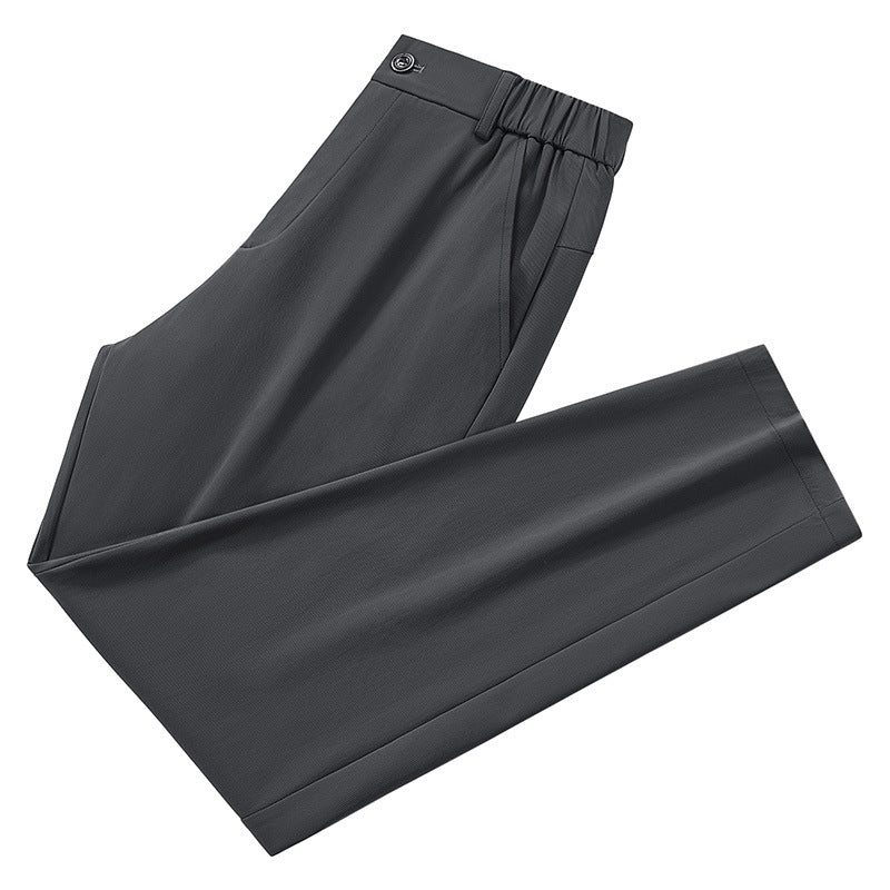 Men's lightweight travel pants with elastic waistband, straight leg, zipper details, and side pockets Mune Fashion