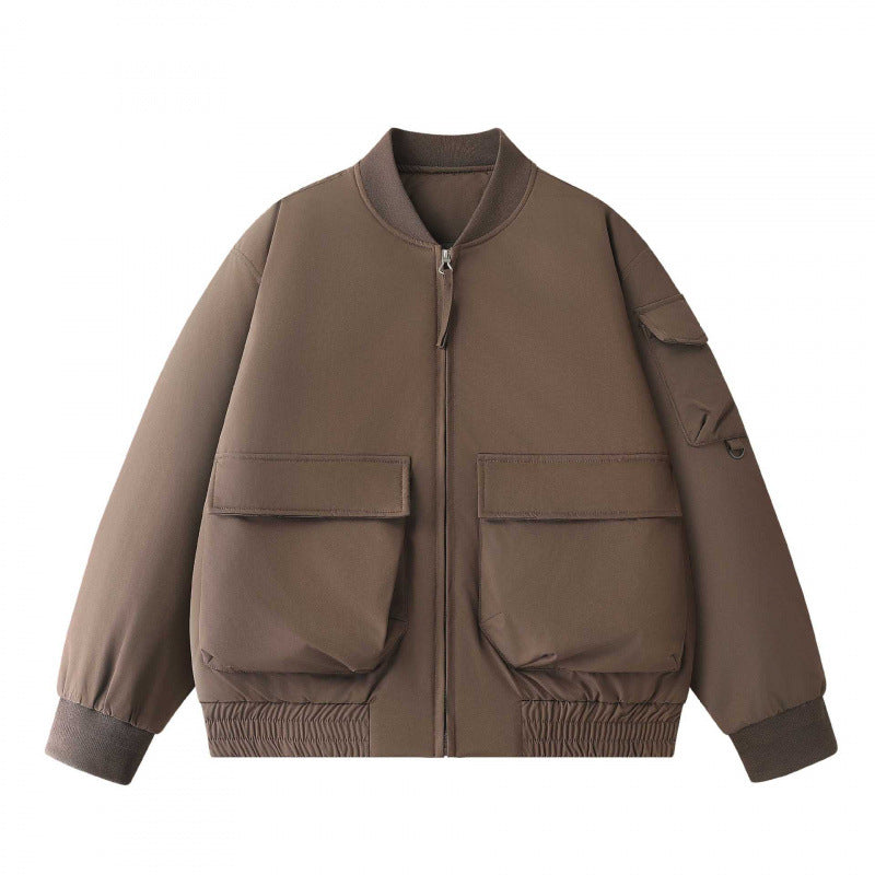 Unisex Short-Cut Utility Bomber Jacket with Large Front Pockets and Sleeve Organizer Mune Fashion