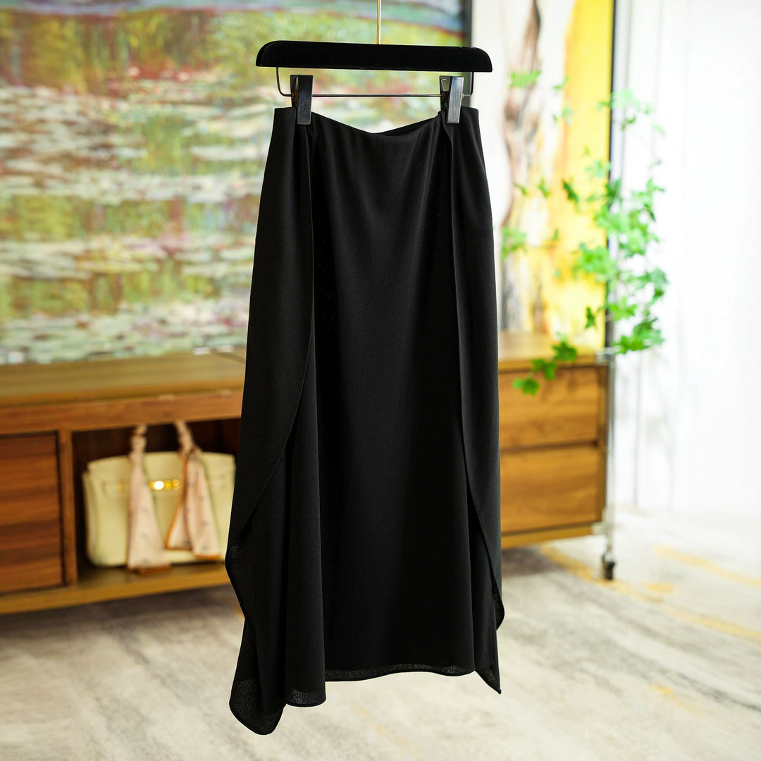 Ladies Flowing Maxi Skirt with Asymmetric Hem Mune Fashion