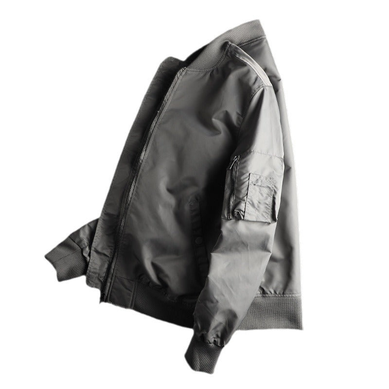 Men's windproof nylon bomber jacket in MA-1 style with arm pocket and ribbed cuffs Mune Fashion