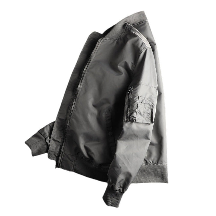Men's windproof nylon bomber jacket in MA-1 style with arm pocket and ribbed cuffs Mune Fashion