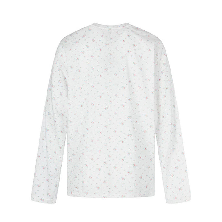 Women's long-sleeve shirt with delicate floral print and round neckline Mune Fashion