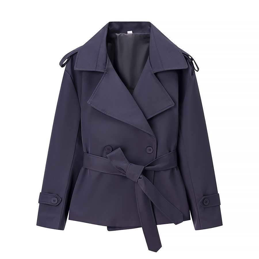 Women's Lightly Tailored Trench Coat with Belt, Epaulettes and Satin Lining Mune Fashion