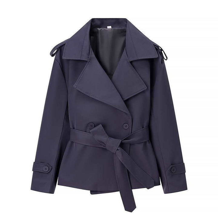 Women's Lightly Tailored Trench Coat with Belt, Epaulettes and Satin Lining Mune Fashion